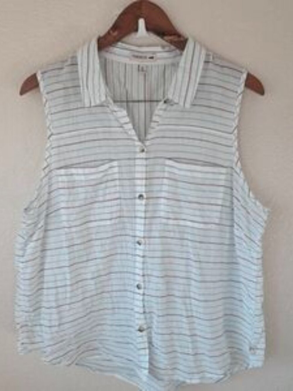 Blue and Gray Striped Shirt Organic Cotton Sz XL